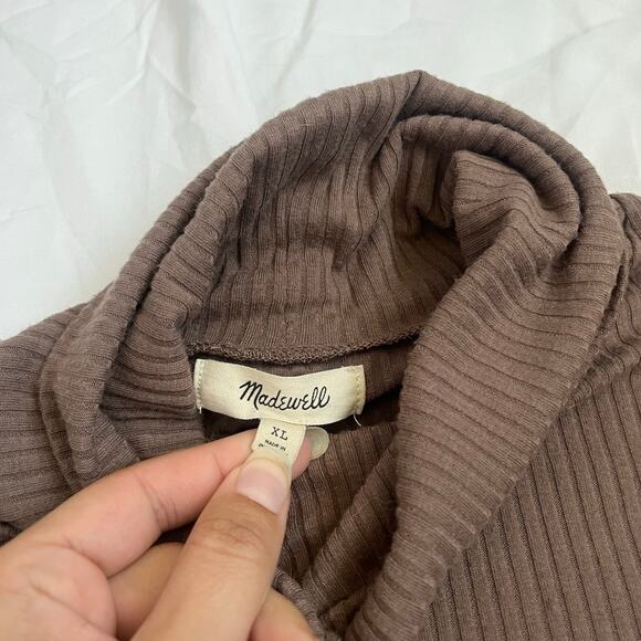 Madewell Ribbed Turtleneck Top Fitted Neutral Fall Castle Rock Womens Size XL - Picture 4 of 10